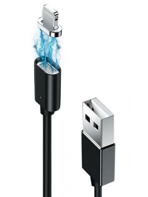 Кабель Grand-X USB-Lightning, магнитный, 1м, Black (MG-01L)