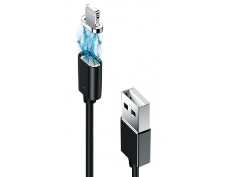 Кабель Grand-X USB-Lightning, магнитный, 1м, Black (MG-01L)