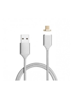 Кабель Voltronic USB-microUSB, магнитный, 1м, Silver (YT-MCFB-M/S/13191) блистер