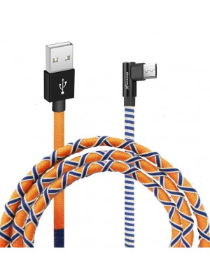 Кабель Grand-X USB - microUSB, 2.1A, 1м, Orange/Blue, угл. micro USB (FM-08OB)