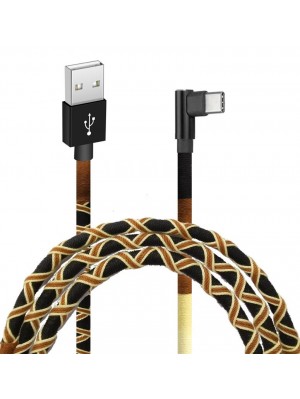 Кабель Grand-X USB-USB-C, 2.1A, 1м, Brown/Yellow, угл. USB-C(FC-08BY)