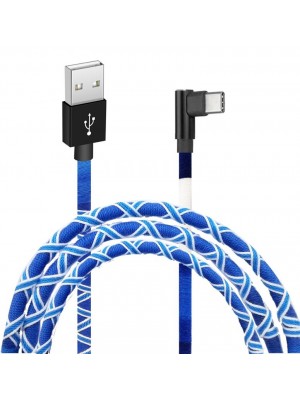 Кабель Grand-X USB-USB-С, 2.1A 1м White/Blue, угл. USB-C (FC-08WB)