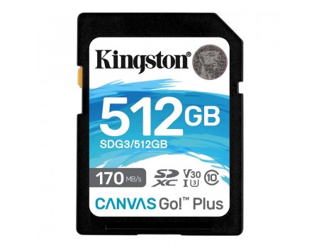 SDXC 512GB UHS-I/U3 Class 10 Kingston Canvas Go! Plus R170/W90MB/s (SDG3/512GB)