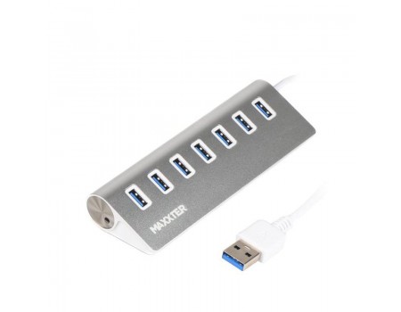 Концентратор USB 3.0 Maxxter 7хUSB3.0 Silver (HU3A-7P-01)