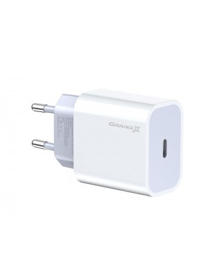 Сетевое зарядное устройство Grand-X (1xUSB-C 20W) QC4.0, PD 3.0, FCP, AFC White (CH-770)