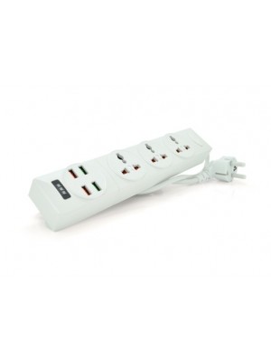 Мережевий фільтр Voltronic (BKL-01/18763) 3 розетки, 4 USB, 2 м, White