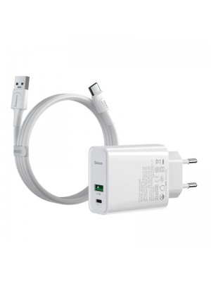 Сетевое зарядное устройство Baseus Speed PPS (2USB, 5A) 30W White (TZCCFS-H02) + кабель USB-C