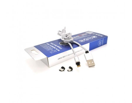 Магнітний кабель PiPo USB 2.0/Micro/Lighting/Type-C 1.0 м Silver (18178)