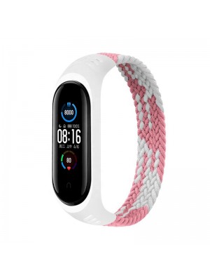 Ремешок BeCover Elastic Nylon Style для Xiaomi Mi Smart Band 5/Mi Smart Band 6 Size S Pink/White (706142)