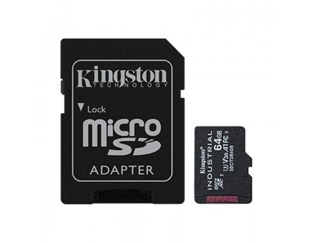 MicroSDHC 64GB UHS-I/U3 Class 10 Kingston Industrial + SD-adapter (SDCIT2/64GB)