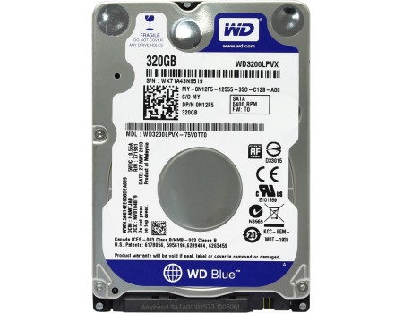 HDD 2.5" SATA  320GB WD Blue 5400rpm 8MB (WD3200LPVX) Refurbished
