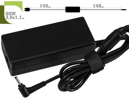 Блок живлення 1StCharger для ноутбука Samsung 19 V 60 W 3.16 A 3.0х1.0 мм + каб. жив. (AC1STSA60WC)
