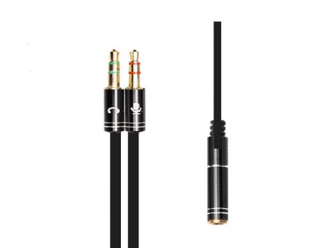Аудио-кабель XoKo AC-009 3.5мм-M/2х3.5 мм-F, 1м Black