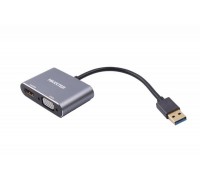 Адаптер-Перехідник Maxxter (V-AM-HDMI-VGA), USB-HDMIхVGA, сірий