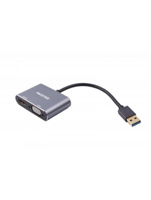Адаптер-Перехідник Maxxter (V-AM-HDMI-VGA), USB-HDMIхVGA, сірий