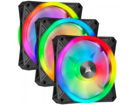 Вентилятор Corsair iCUE QL120 RGB 3 Fan Pack (CO-9050098-WW), 120x120x25мм, 4-pin PWM, чорний