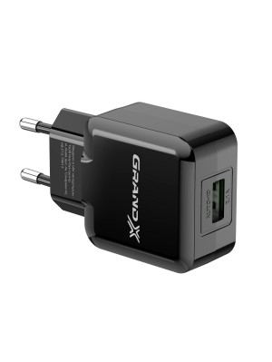 Сетевое зарядное устройство Grand-X (1xUSB 5В/2.1А) Black (CH-03B)