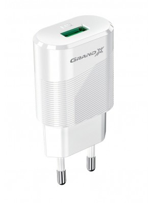 Мережевий зарядний пристрій Grand-X CH-17W (1xUSB 2.1А) White із захистом від перевантаження