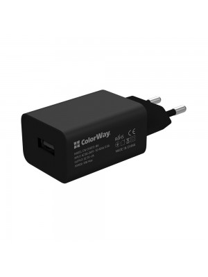Сетевое зарядное устройство ColorWay (1USBx2A) Black (CW-CHS012CL-BK) + кабель Lightning