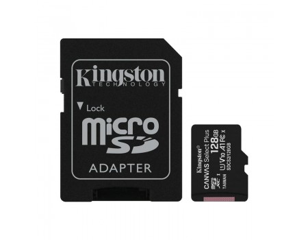 Карта пам'яті MicroSDXC 128GB UHS-I Class 10 Kingston Canvas Select Plus R100MB/s + SD-адаптер (SDCS2/128GB)