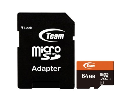 MicroSDXC 64GB UHS-I Team + SD-adapter (TUSDX64GUHS03)