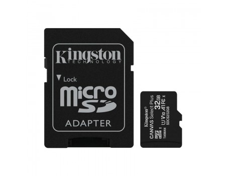 MicroSDHC 32GB UHS-I Class 10 Kingston Canvas Select Plus R100MB/s + SD-адаптер (SDCS2/32GB)