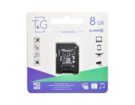 MicroSDHC   8GB Class 10 T&G + SD-adapter (TG-8GBSDCL10-01)