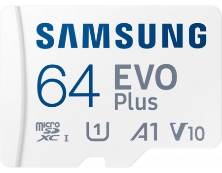 MicroSDXC  64GB UHS-I Class 10 Samsung Evo Plus R130/W130MB/s + SD-адаптер (MB-MC64KA/RU)