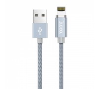 Кабель Hoco U40A magnetic adsorption Lightning charging cable Metal gray