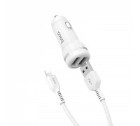 АЗП Hoco Z27 Staunch + Cable (Lightning) 2.4A 2USB white