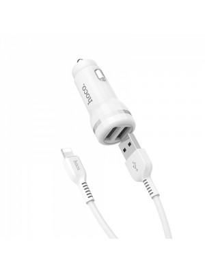 АЗП Hoco Z27 Staunch + Cable (Lightning) 2.4A 2USB white