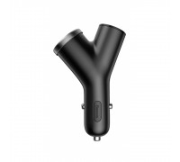 АЗП Baseus Y type dual USB + cigarette lighter extended car charger Black