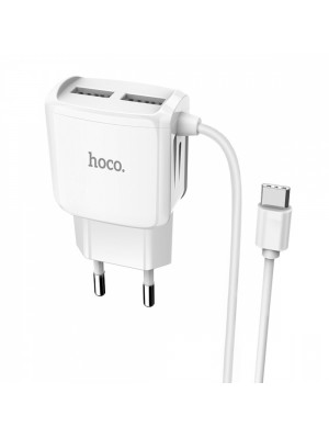 Сетевое зарядное устройство Hoco C59A Mega Joy + Cable (Type-C) 2USB white