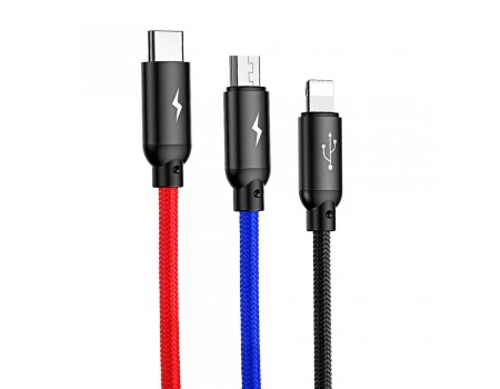 Кабель Baseus Three Primary Colors 3-in-1 Cable Black