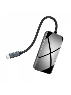 USB-Хаб Hoco HB16 Easy Expand (Type-C to USB3.0*3+HDMI+PD+RJ45) metal gray