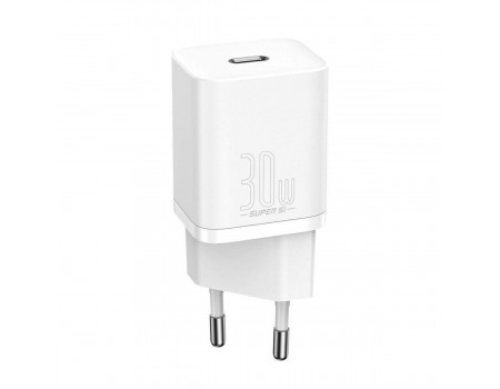 Зарядний пристрій Baseus Super Silicone PD 30W (1Type-C) (EU) white