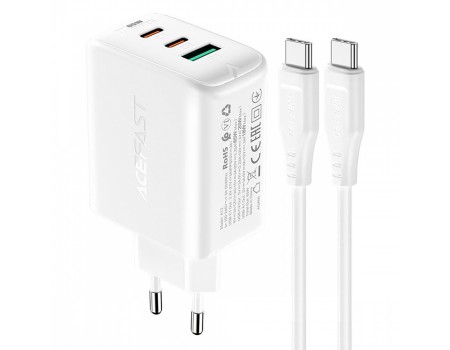 Зарядний пристрій Acefast A13 PD 65W (2 Type-C + USB) white
