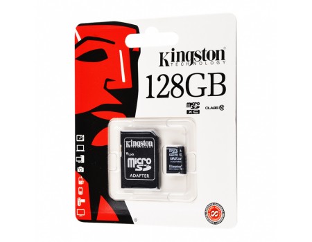 Карта памяти с переходником Micro SDHC Card Kingston (Class 10 UHS-I U1) 128GB