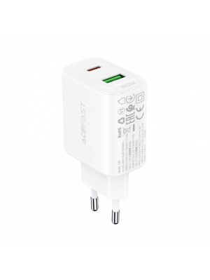 Зарядний пристрій Acefast A25 PD 20W (Type-C + USB) white