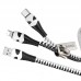 Кабель HOCO U97 2-in-1 Zipper charging cable for Lightning+Type-C 2,4A/0,96m. Black+white