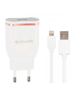 Зарядное устройство Gelius Pro Exelon QC2.0 GP-HC02 1USB 2.1A + Cable iPhone 8 White