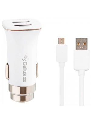 Автомобильное зарядное устройство Gelius Pro Apollo GP-CC01 2USB 3.1A + Cable MicroUSB White