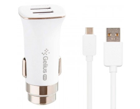 Автомобильное зарядное устройство Gelius Pro Apollo GP-CC01 2USB 3.1A + Cable Type-C White