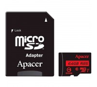 Карта памяти microSDXC 64Gb Apacer (UHS-1)(R85Mb/s) (Class 10) + Adapter SD