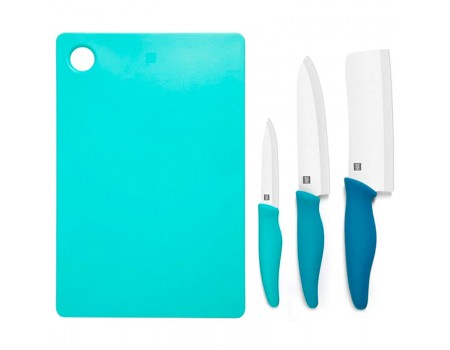 Набір ножів з дошкою Xiaomi HuHou Fire Cerramic Knife Cutting Board Set (3+1 Blue (HU0020)