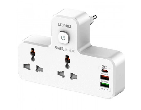 Сетевой фильтр LDNIO SC2311 PD20W/QC3.0 (2x220V+2USB+Type-C) (с ночником) White