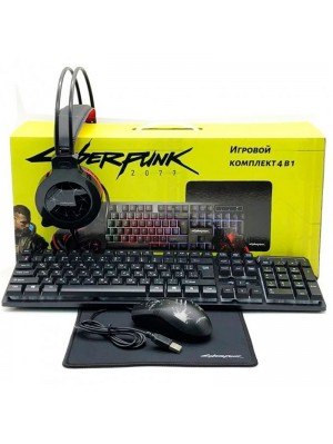 Комплект CYBERPUNK CP-009 4in1 RGB (клавиатура + мышь + наушники + коврик) USB Black
