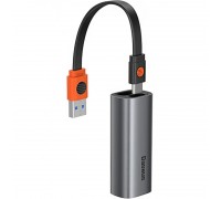 Переходник с rj45 на type c Baseus Steel Cannon Series USB-A Bidirectional Gigabit LAN Adapter (CAHUB-AD0G) Dark Grey
